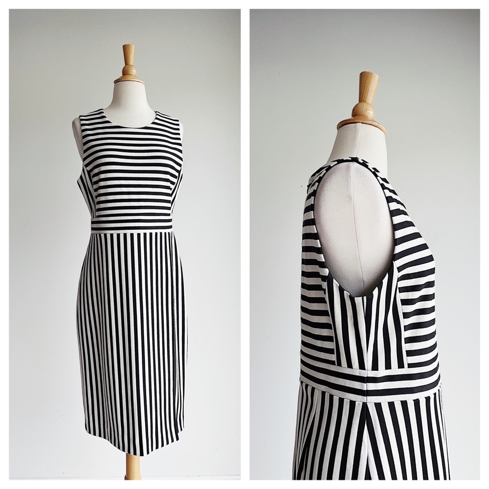 ANN TAYLOR | Striped Slit Midi Dress | 8